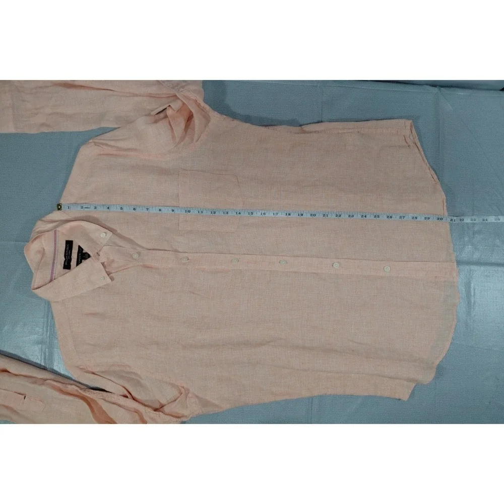 Banana‎ Republic Camden Fit Linen Button Down Shirt Men's LG Long Sleeve Orange